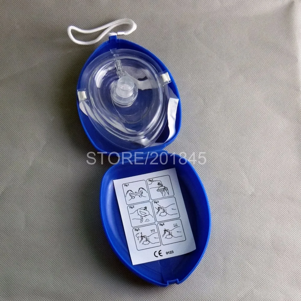 1Pc/Pack New CPR Resuscitator First Aid Rescue Mask Mouth To Mouth With One-way Valve Health Care Emergency Training Blue Color