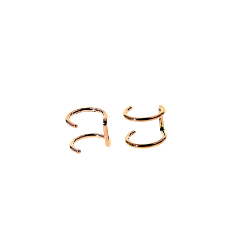 2 шт. непроколотое ухо клип крест C Форма клип на серьги для ушей женские серьги Модные ювелирные изделия из нержавеющей стали ушные манжеты - Окраска металла: Rose gold 2 rings