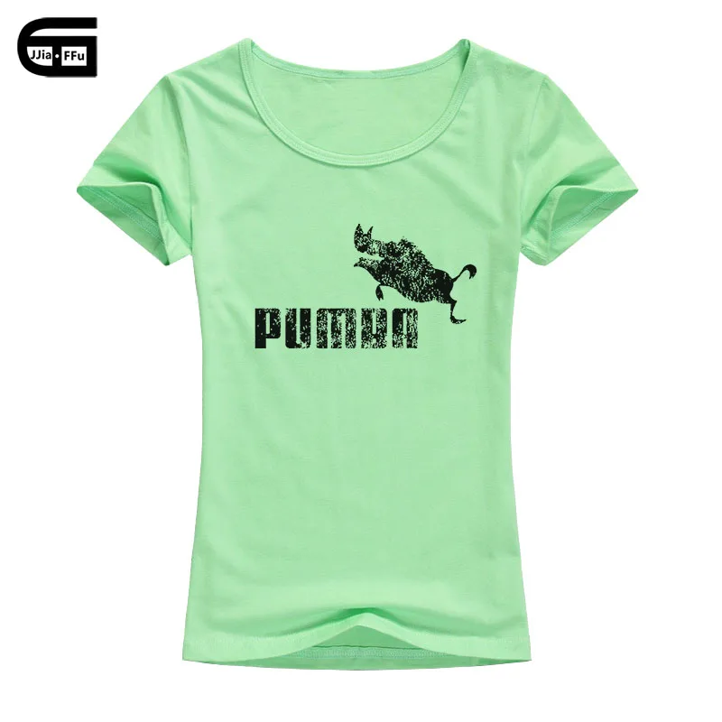 Летняя брендовая одежда, хлопковая Футболка с пумбой, Женская Повседневная футболка с коротким рукавом, Женские топы с мультяшным принтом Кабан, футболка B116 - Цвет: Light green Women