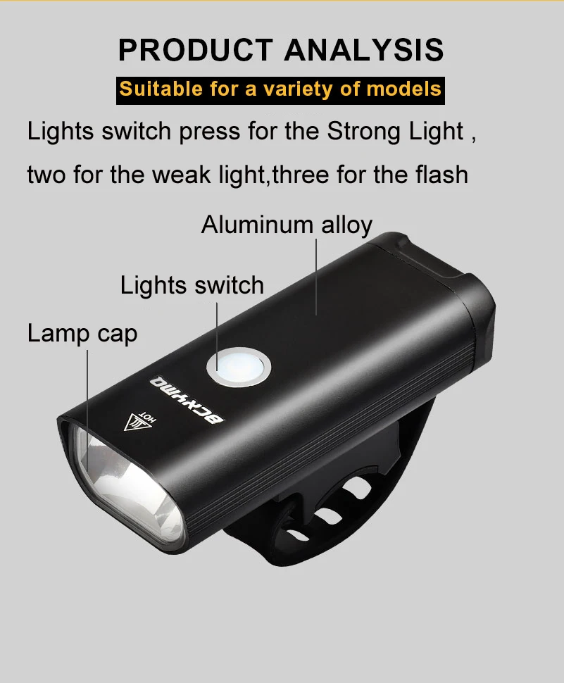 BCXYMQ велосипед свет Встроенный батарея велосипедные фары USB перезаряжаемые интимные аксессуары водостойкий металлический фонарик