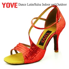 YOVE стиль LD-6138 танцевальная обувь Бачата/Сальса крытый и открытый Женская танцевальная обувь