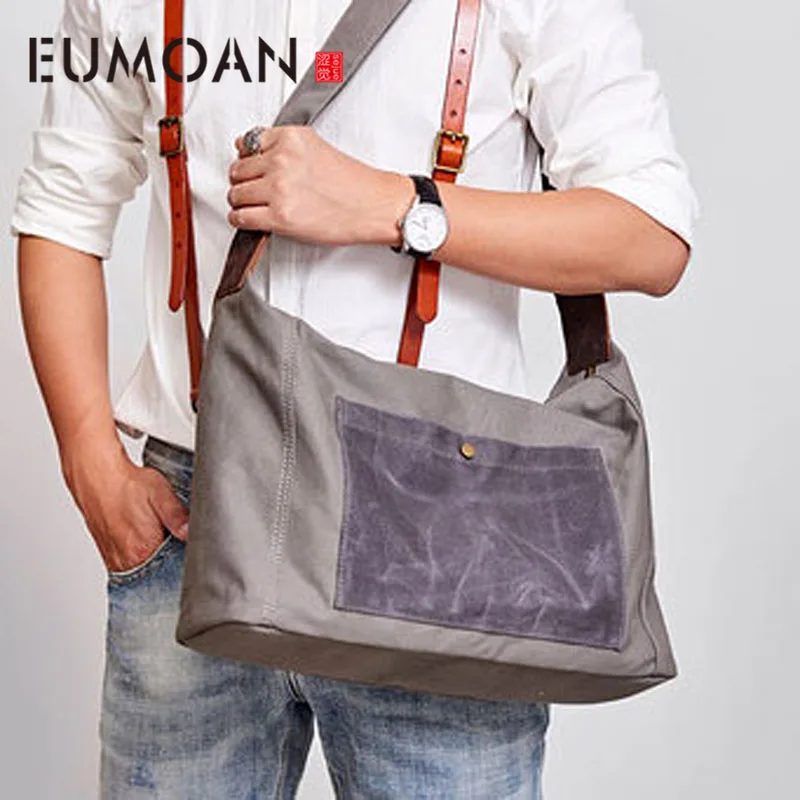 

EUMOAN Crossbody Men's Canvas Large Capacity Shoulder Bag Casual Men's Bag Retro Trend Men's Bag