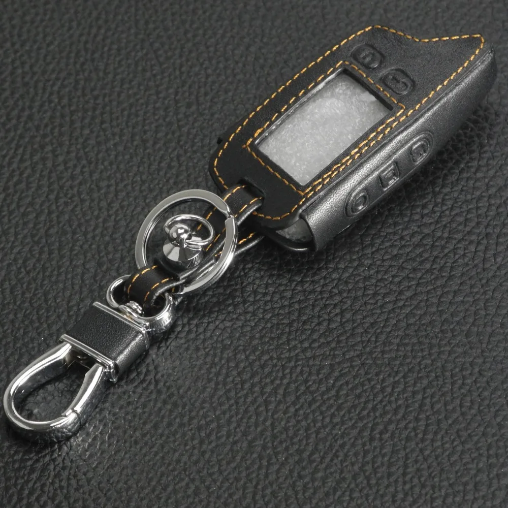 jingyuqin TW9010 LCD keychain Leather Case for Tomahawk TW9010 TW9020 TW4000 TW701 Remote Key Fob Cover Two Way Car Alarm System key case cover flip key fob shell