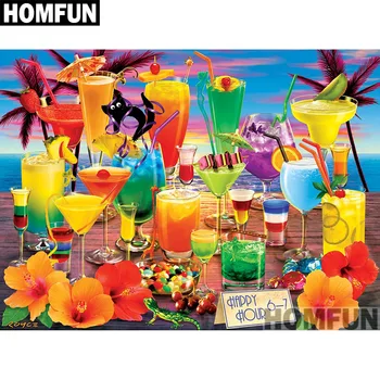 

HOMFUN Full Square/Round Drill 5D DIY Diamond Painting "Holiday drink" 3D Embroidery Cross Stitch 5D Home Decor A00893
