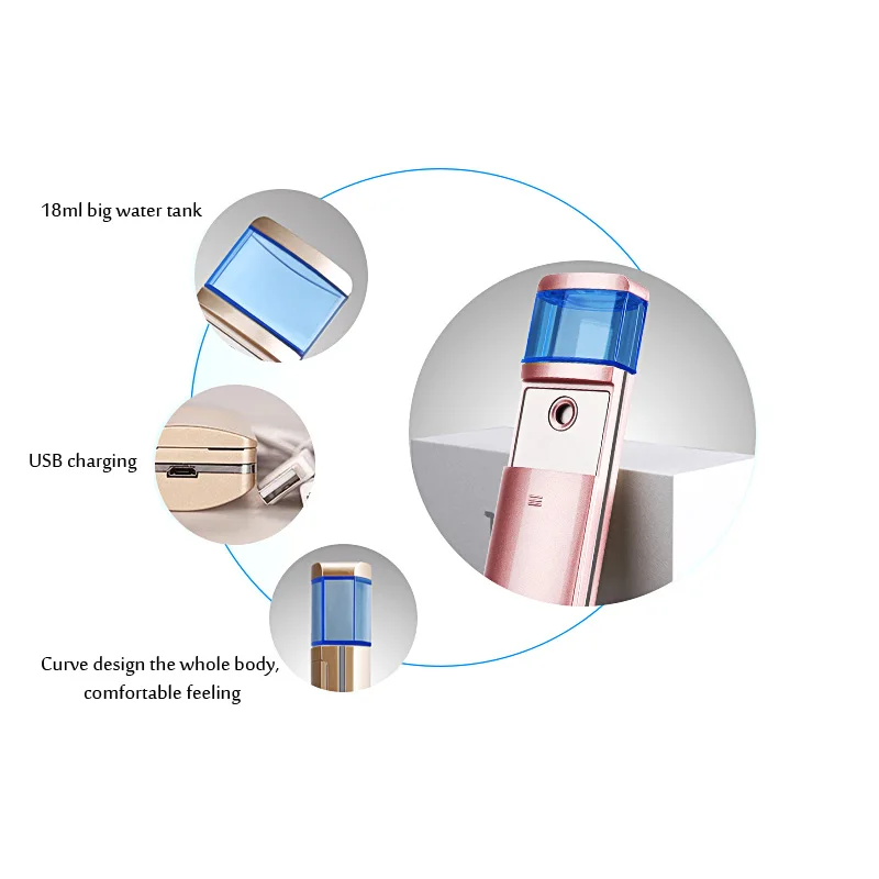 10 шт./лот Высокое качество USB аккумуляторный для лица глаз Красота уход за кожей глубоко увлажняющий удобный нано туман машина