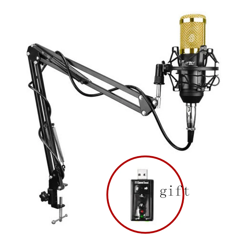 

Professional BM 800 Condenser Microphone for Computer Audio Studio Vocal Recording Mic Karaoke+Microphone Stand+USB Sound Card