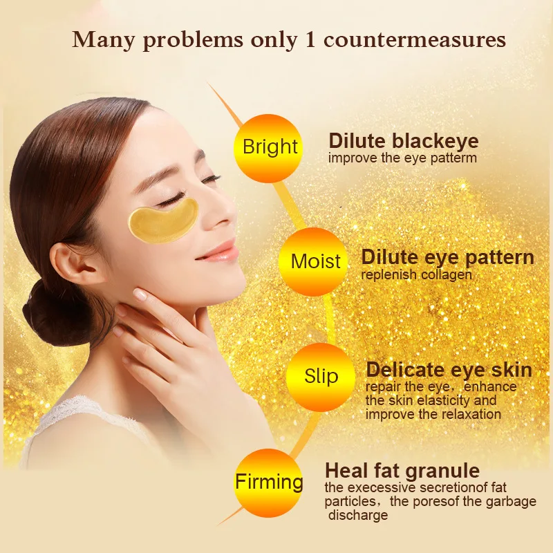 5 Pairs  Collagen Gold Eye Mask Eye Patch Face Mask Eye Patches for the Eyes Crystal Masks Anti Dark Circle Eyelid Patch