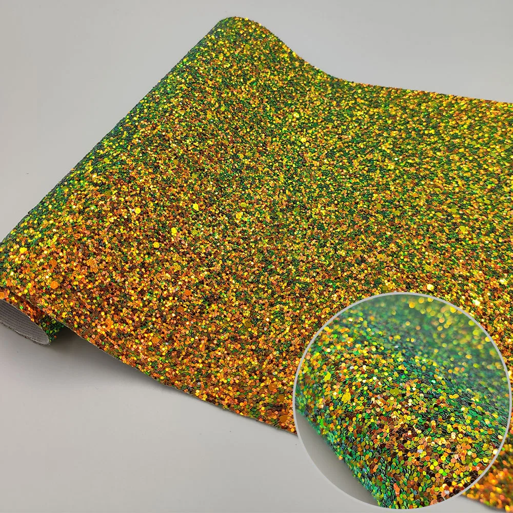Chunky Glitter Sequin Fabric Iridescent PU Faux Leather Sweing Fabric Bow Earring Decor DIY Handmade Craft Material Sheets Roll