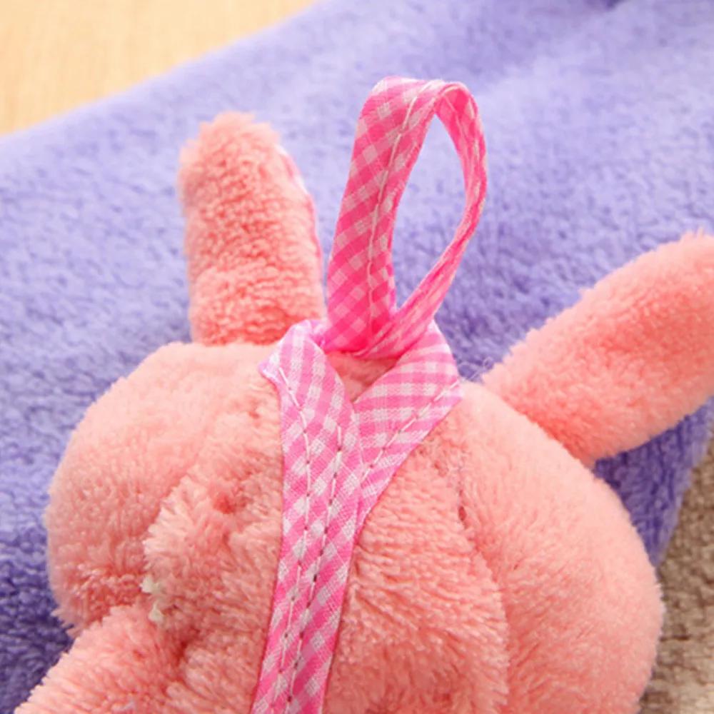 Baby Hand Towel Cartoon Animal Rabbit Plush Kitchen Soft Hanging Bath Wipe Towel