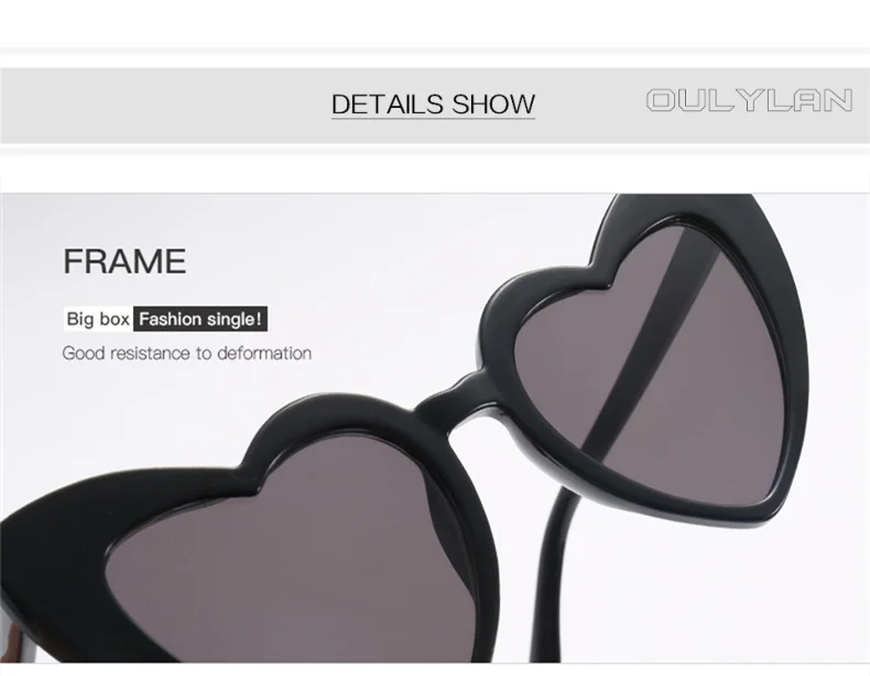 Oulylan, женские солнцезащитные очки в форме сердца кошачий глаз, брендовые дизайнерские солнцезащитные очки в стиле Лолиты, женские элегантные сексуальные очки, женские солнцезащитные очки UV400