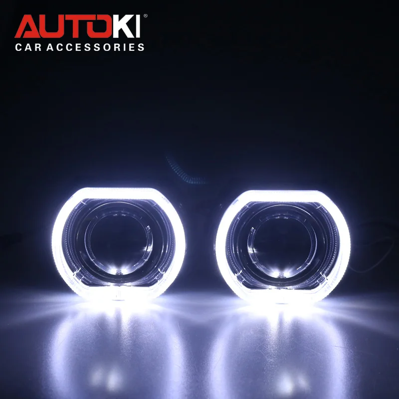 Autoki 2,5 дюймов H1 мини 8,0 проектор Объектив головной светильник s для BMW X5 Квадратный светодиодный светильник с ангельскими глазами H4 H7 для стайлинга автомобилей