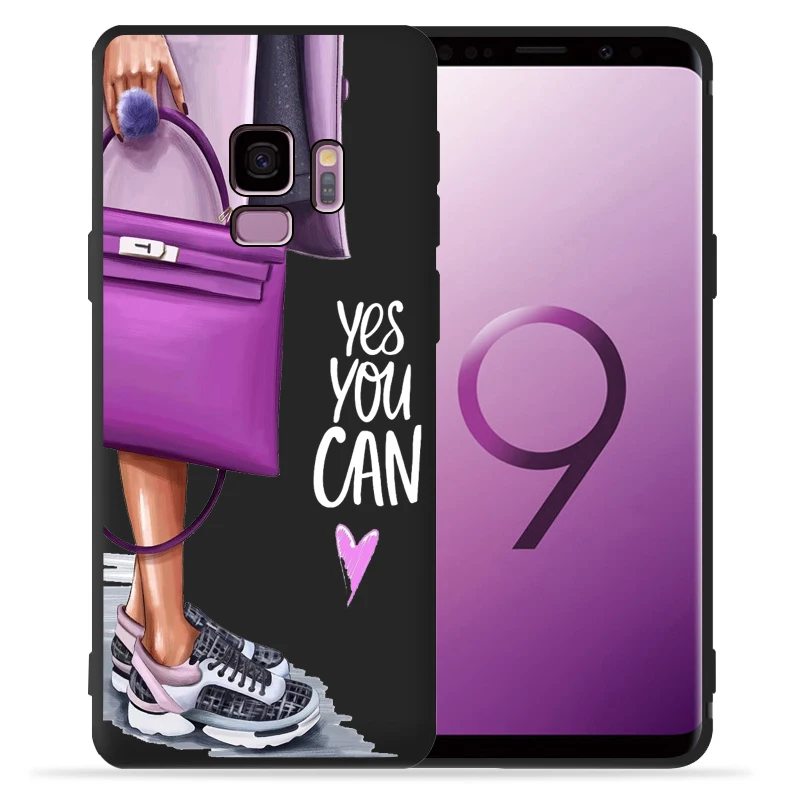 Модный чехол для девочек samsung Galaxy S9 S8 S10 Plus S7 S6 Edge S10 Lite Note9 8 высокий каблук кофейная Цветочная девушка чехол для телефона Etui - Цвет: 05