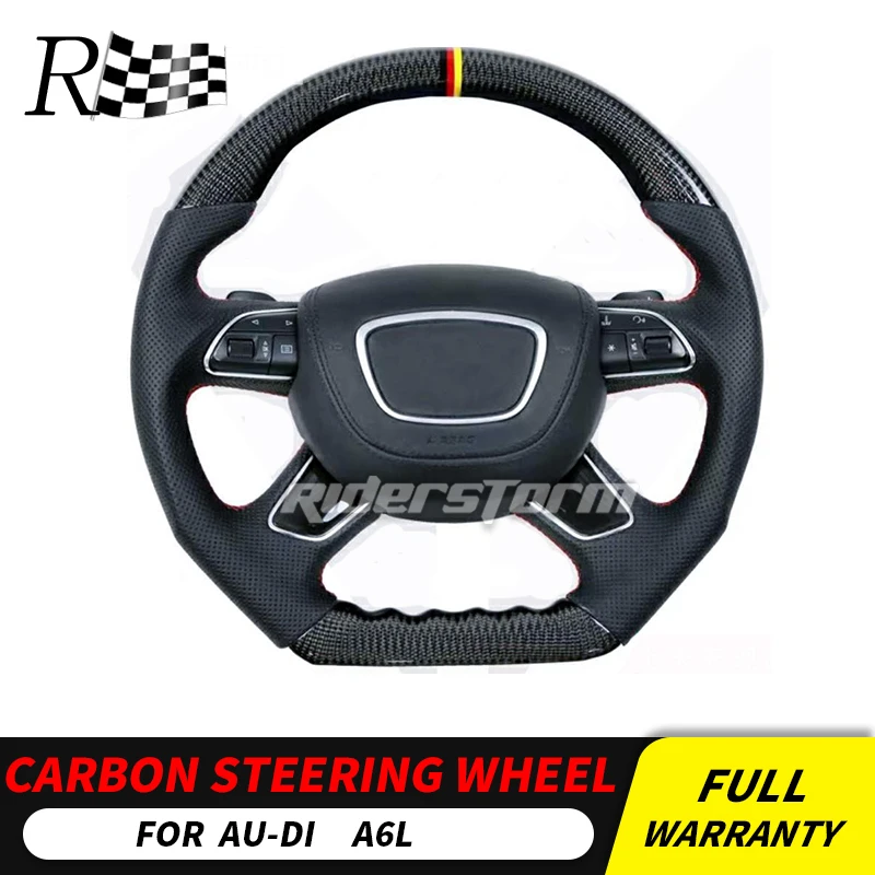 Углеродное волокно на заказ Рулевое колесо для Audi A6L A6 S6 кожа рулевое колесо планки Универсальная замена автомобильные аксессуары