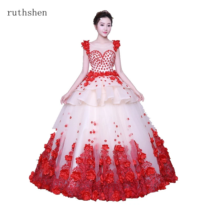 Женское бальное платье ruthshen красное с цветочной аппликацией Vestidos De 15 2019|Платья на