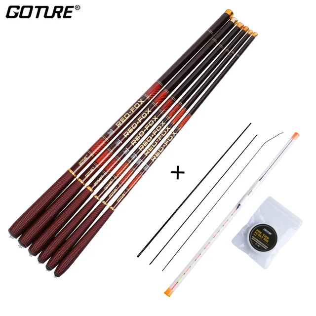 $US $10.11 Goture 3.0M-7.2M Telescopic Fishing Rod 3/7 Power Carbon Fiber Rod Kits Stream Fishing Rod Pole + F