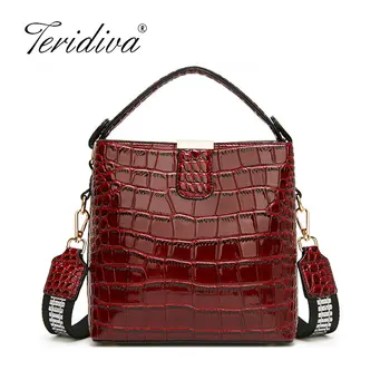 

Retro Alligator Bucket Bags Women Crocodile Pattern Handbag Capacity Casual Crocodile Shoulder Messenger Bags Ladies