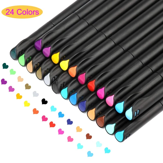 24 Fineliner Pens Color Fineliners Set Markers  Fineliner Color Pen Set  0.4mm - Fineliner - Aliexpress