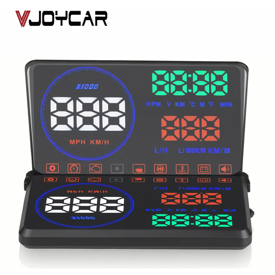 Автомобильный проектор VJOYCAR M9 дисплей HUD на лобовое стекло 5 дюйма OBD2 EUOBD данных о