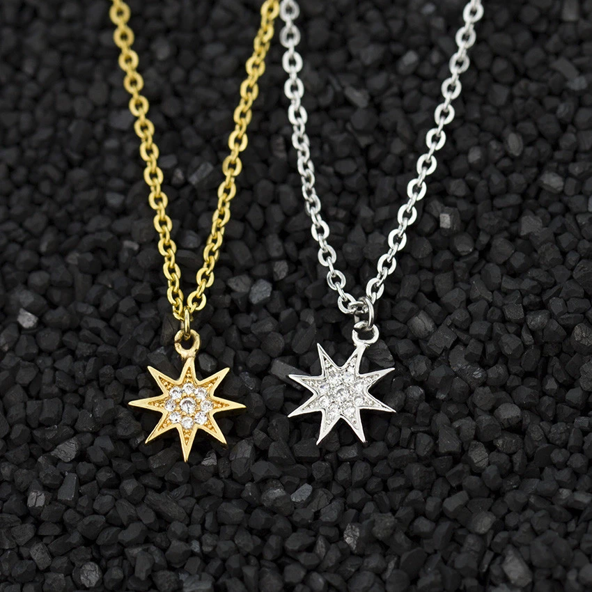 Collares 10 piezas para Mujer, collar de estrellas brillantes, accesorios de moda para Mujer, gargantilla cadena de Color, bisutería para Mujer|Collares colgantes| - AliExpress