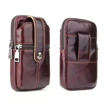 

YIANG 2018 Men's 100% Soft Genuine Leather Waist Belt Bag Fanny Pack Molle Money Keys Purse Pouch New Mobile Phone Bags 6.3inch