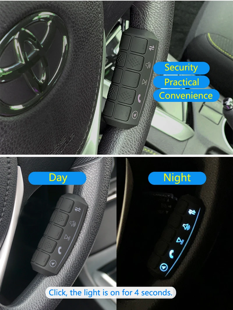 SRXTZM Новая Черная универсальная синяя светодиодная подсветка, беспроводной пульт дистанционного управления, рулевое колесо для автомобиля, 10 кнопок, пульт дистанционного управления, 1 комплект