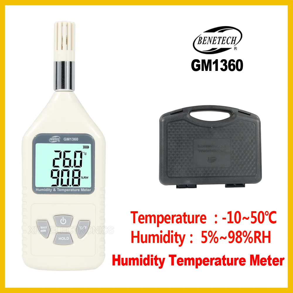 Портативный цифровой измеритель влажности профессиональный измеритель влажности-10~ 50C измеритель температуры тестер GM1360-BENETECH