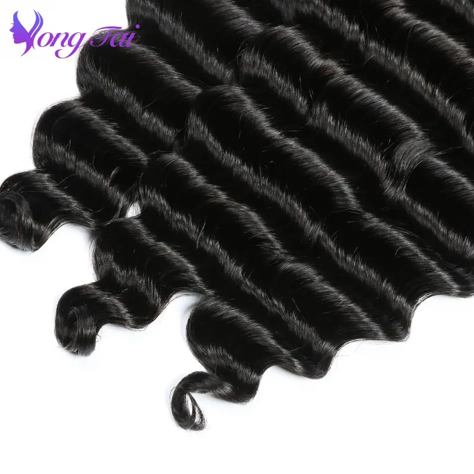 Pacotes de Cabelo com Fechamento Pacotes com Fechamento Yuyongtai Onda Profunda Malaio Cabelo Humano Não Remy Tece 3 5 Pacotes com 3/4 com fecho