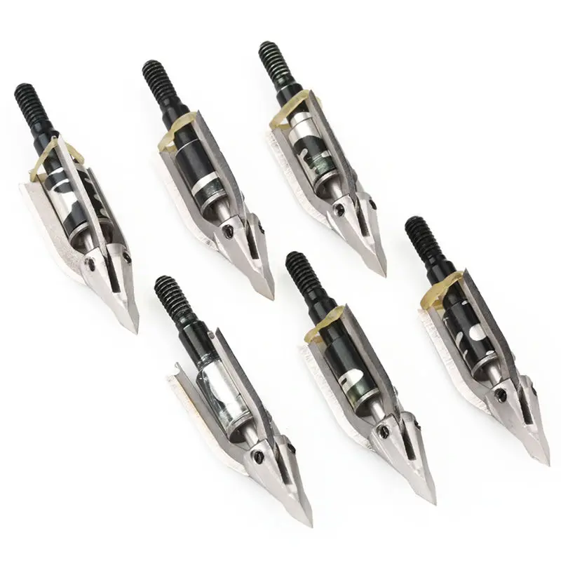 

6pcs/lot arrow head 3 expandable blades broadheads 100 grain target arrow point for bow and arrow hunting archery Free ship