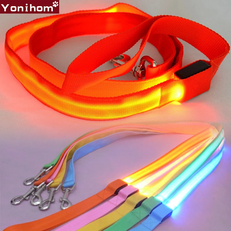 Dog Leash 120cm Nylon Pet LED Dog Leash Night Safety LED Flashing Glow