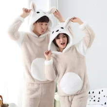 Унисекс; Пижама с животными; плотные теплые комплекты с капюшоном; разные цвета; эластичная резинка на талии; парные пижамы цвета хаки; костюмы; 1120