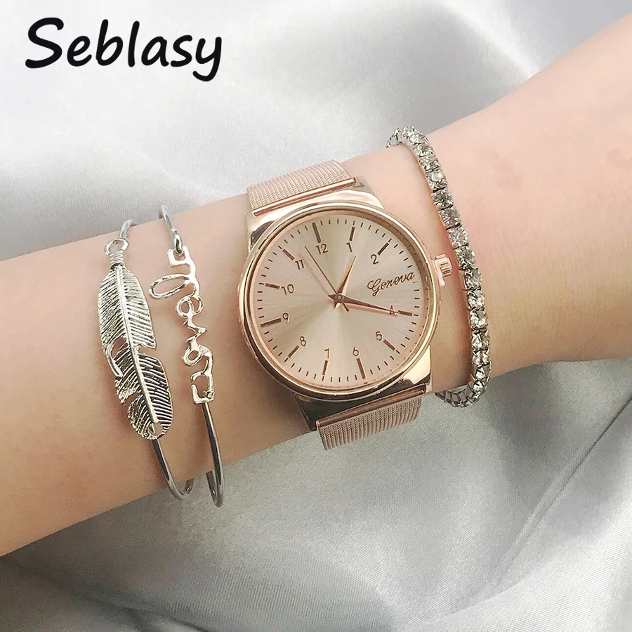 

Sebalsy 3pcs/Set Punk Silver Color Open Love Crystal Leaf Bracelets & Bangles for Women Simple Style Wristbands Party Jewelry