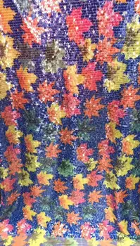

embroiderd lace fabric Sat-7.3511 with sequins beautiful Nigerian sequins lace fabric for party dress