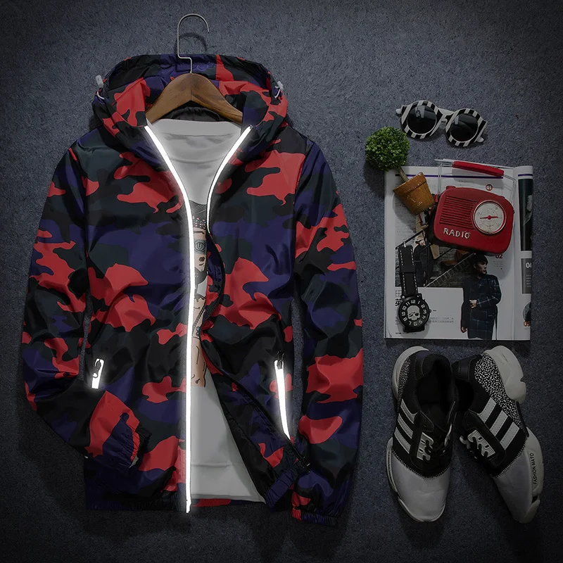 Мужская ветровка тонкая камуфляжная куртка с капюшоном 2019|jacket windbreaker|windbreaker menmens