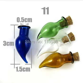 

50pcs/lot hot pepper mixed color Handmade Murano Lampwork Art Glass Aqua Perfume Bottle Pendants Necklaces cork Wish Mini glass