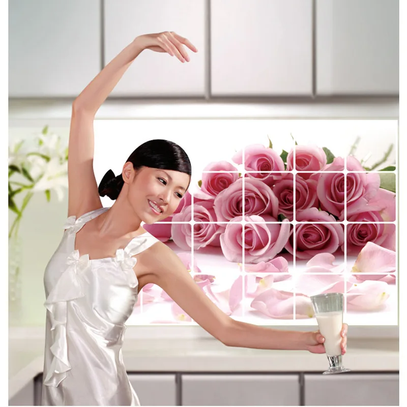 60cm*90cm Kitchen Rose Wall Stickers Foil oil Proof sticker Decal Home Decor Art Accessories Decorations Supplies items Products