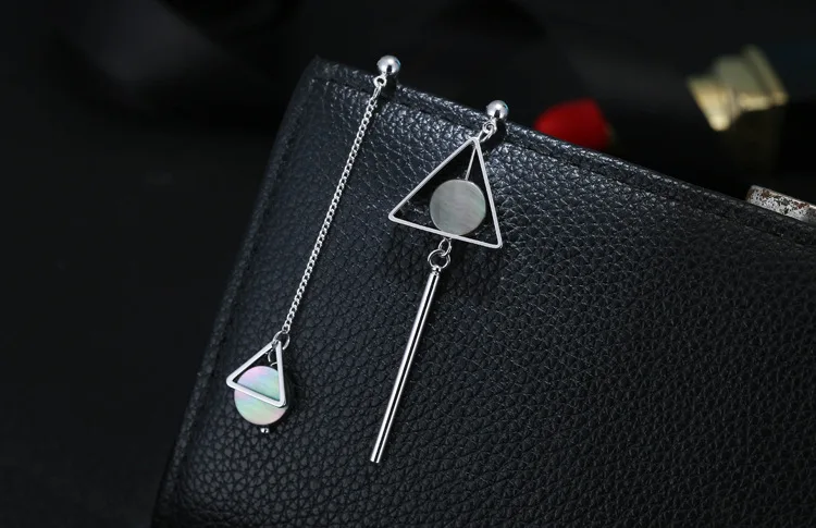 Модный Асимметричный геометрический треугольный 925 пробы серебряные серьги-гвоздики ювелирные изделия