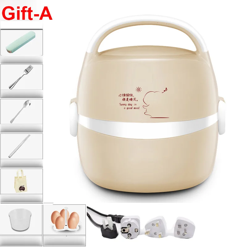 

1.3L Multifunctional 220V Rice Cooker Electric Portable Lunch Box Food Heater With Tableware/Portable Bag/Measuring Cup/Egg Rack