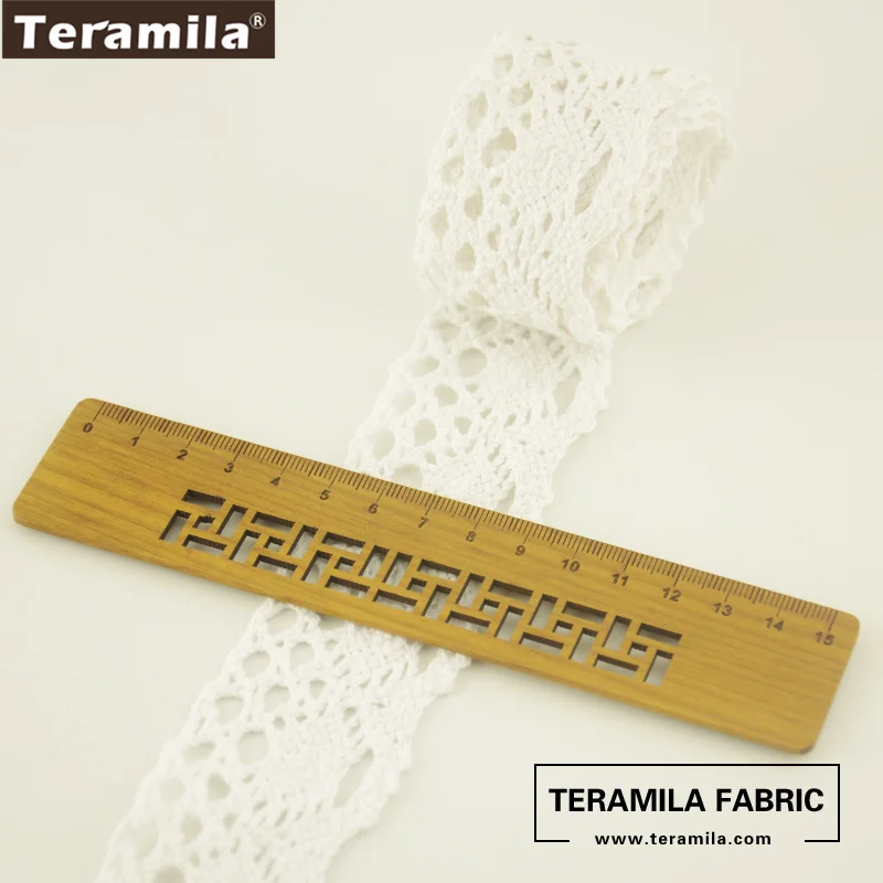 Teramila Cotton Lace Fabric White and Beige Color DIY Accessories Package Decoration Crafts Baby Clothing 2cm/2.5cm/3cm/4cm - Цвет: 4cm  width-white