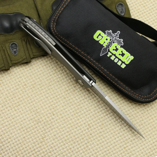 Green thorn custom F95 HATI folding knife carbon fiber 3D TC4 titanium handle camping outdoor fruit knife tactics EDC tools