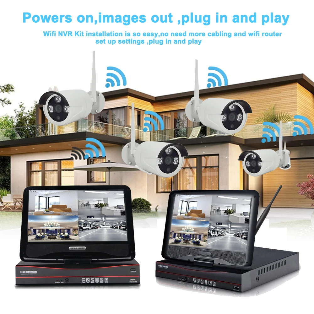 Plug and Play 8CH 960P Беспроводной NVR комплект 1" ЖК-монитор Wifi CCTV система 1.3MP ip-камера для наружного видеонаблюдения