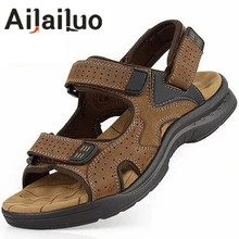 Мужские сандалии наивысшего качества в американском стиле, желтые мужские сандалии из натуральной кожи в европейском стиле, кожаные сандалии 3366