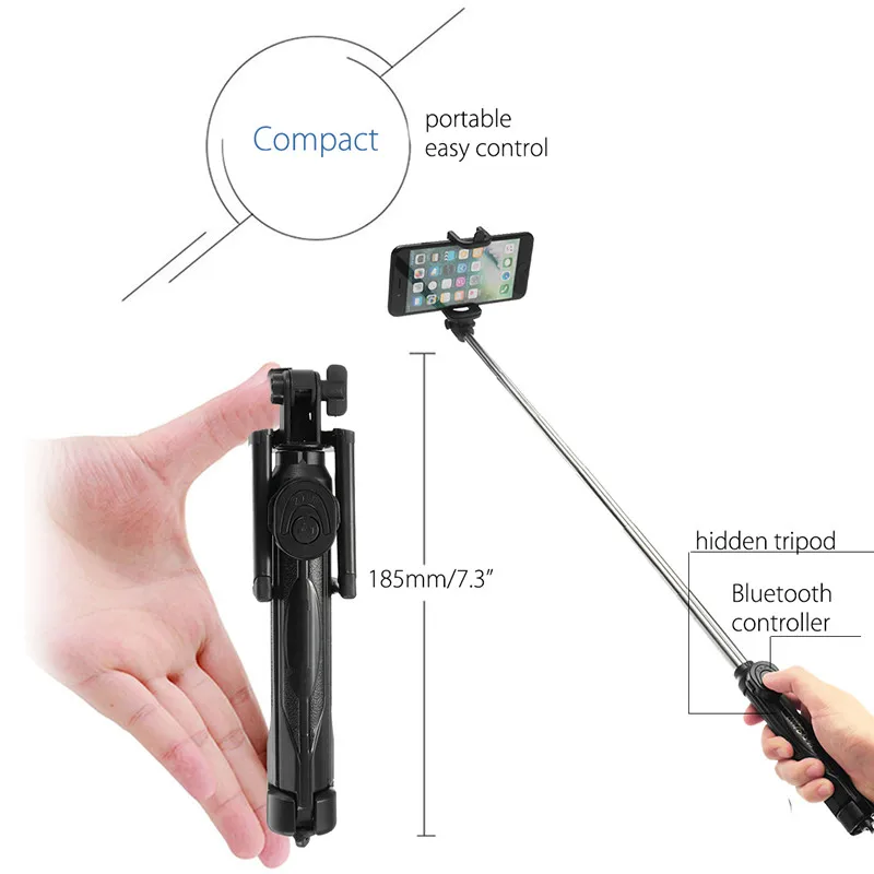 Выдвижная Беспроводная дистанционная селфи-палка мини-штатив с контроллером bluetooth для iPhone 5 6 7 8 Plus X сотовый умный мобильный телефон