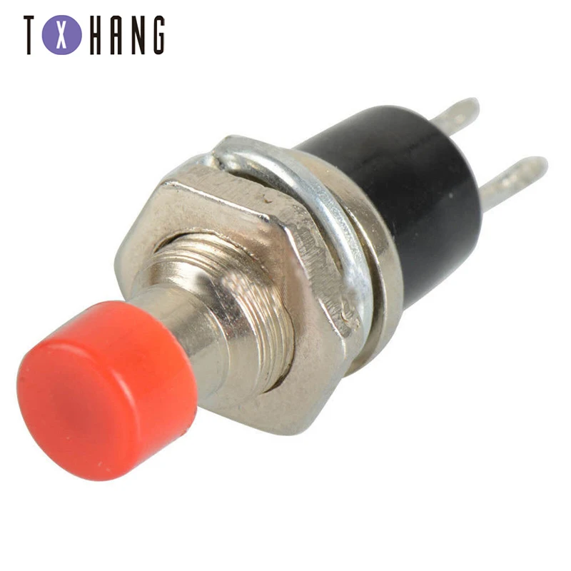 5PCS PBS-110 ON OFF Push button Red Black Blue green yellow Mini Lockless Momentary Switch Black Blue Red green yellow