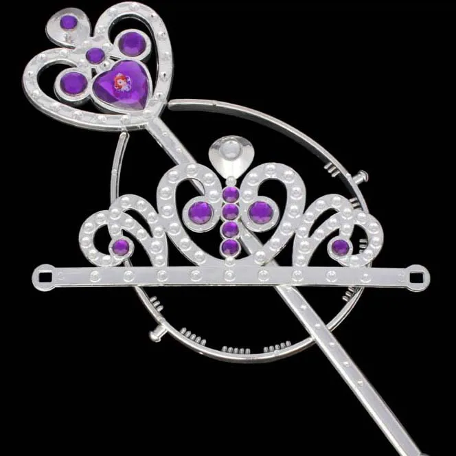 

Children crown sets, plastic crown installed Sofia spraying purple crown magic wand suit