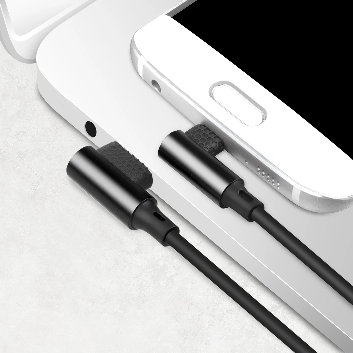 Зарядный кабель ANMONE usb type C с углом 90 градусов для мобильных игр макс. 2 4a l линейный