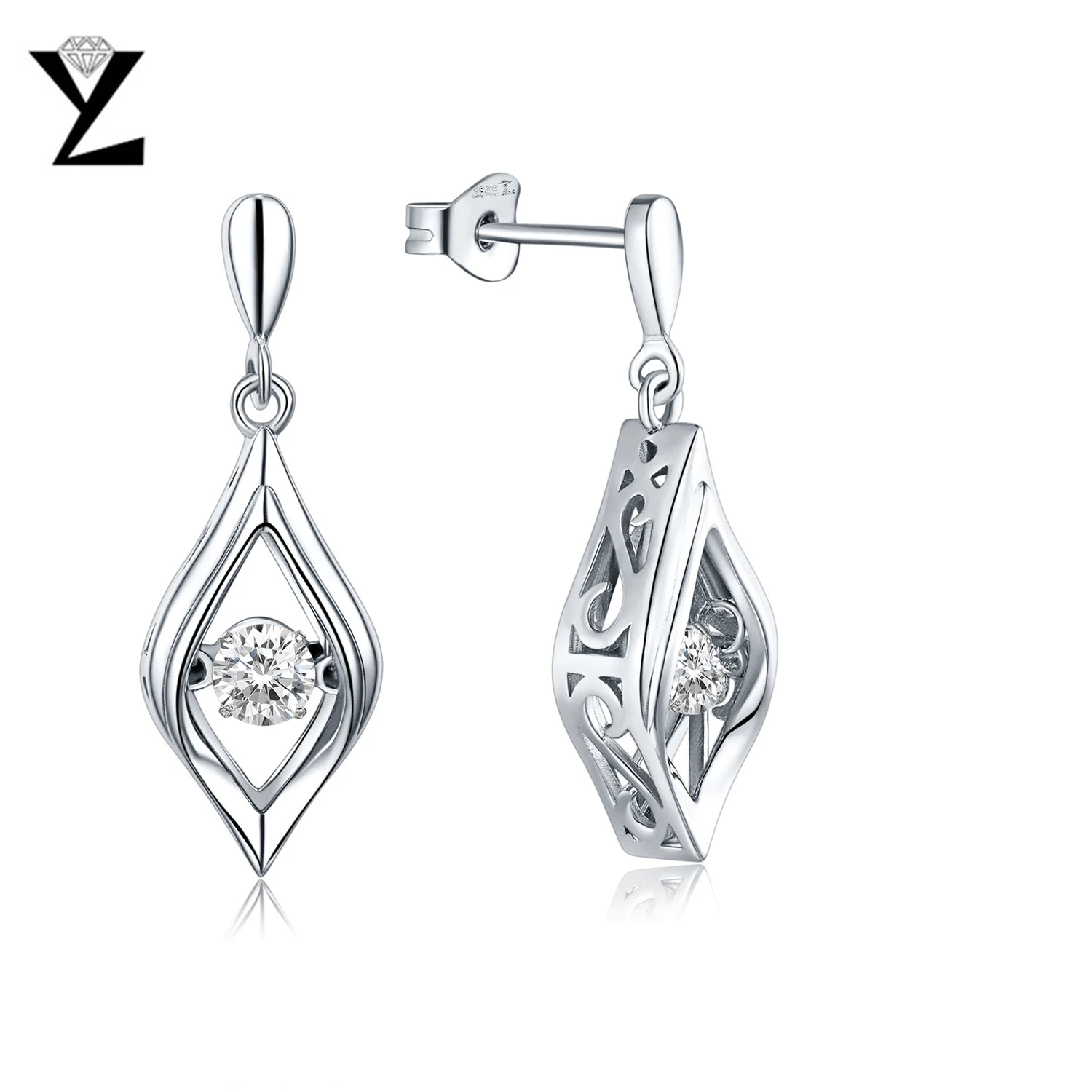 YL Topaz 925 Sterling Silver Earrings Women Fine Jewelry Topaz Dancing