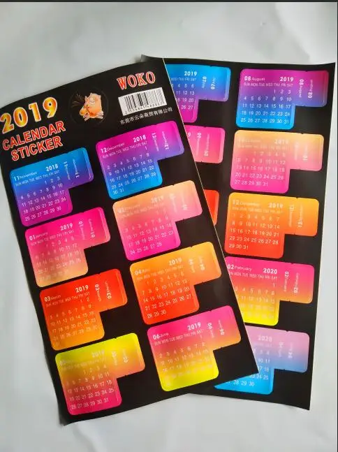 / год, наклейка с цветным календарем цвета радуги, блокнот, индекс, сделай сам, декоративная наклейка на месяц, аксессуары для планировщика Escolar - Цвет: 2019 year