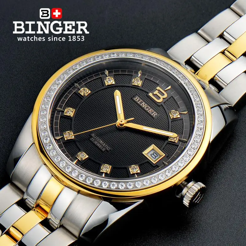 

Switzerland Wristwatches BINGER Diamond Men's Watch luxury top brand Japan MIYOTA Self-wind automatic Wristwatches B5010-5