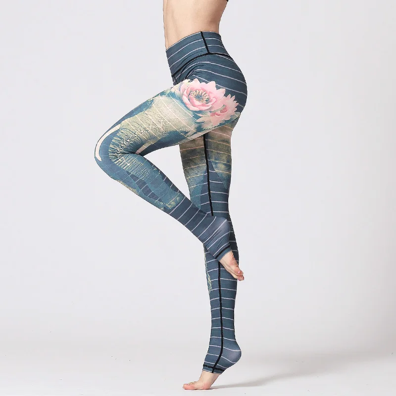 2018 New Women Sport Leggings Gym Workout Printing Yoga Pants Fitness Quick Dry High Waist Running Trouser Plus Size Tights XL (27)