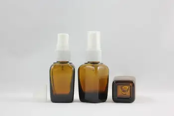 

25ml brown/amber square Glass perfume Bottle With plastic white mist sprayer. perfume atomizer bottle container